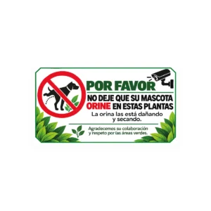letrero no orinar en plantas